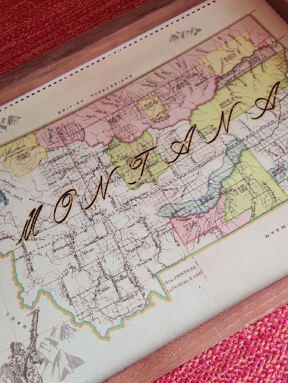 Framed Vintage Wyoming Map Wall Art - Multicolor - Picture 2 of 8